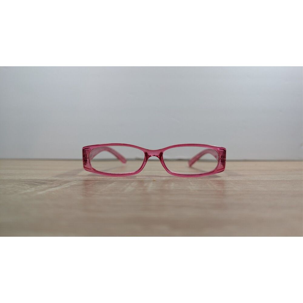 Gamma Ray Pink Rectangular Eyeglasses Floral Arms Lightweight Plastic Frames